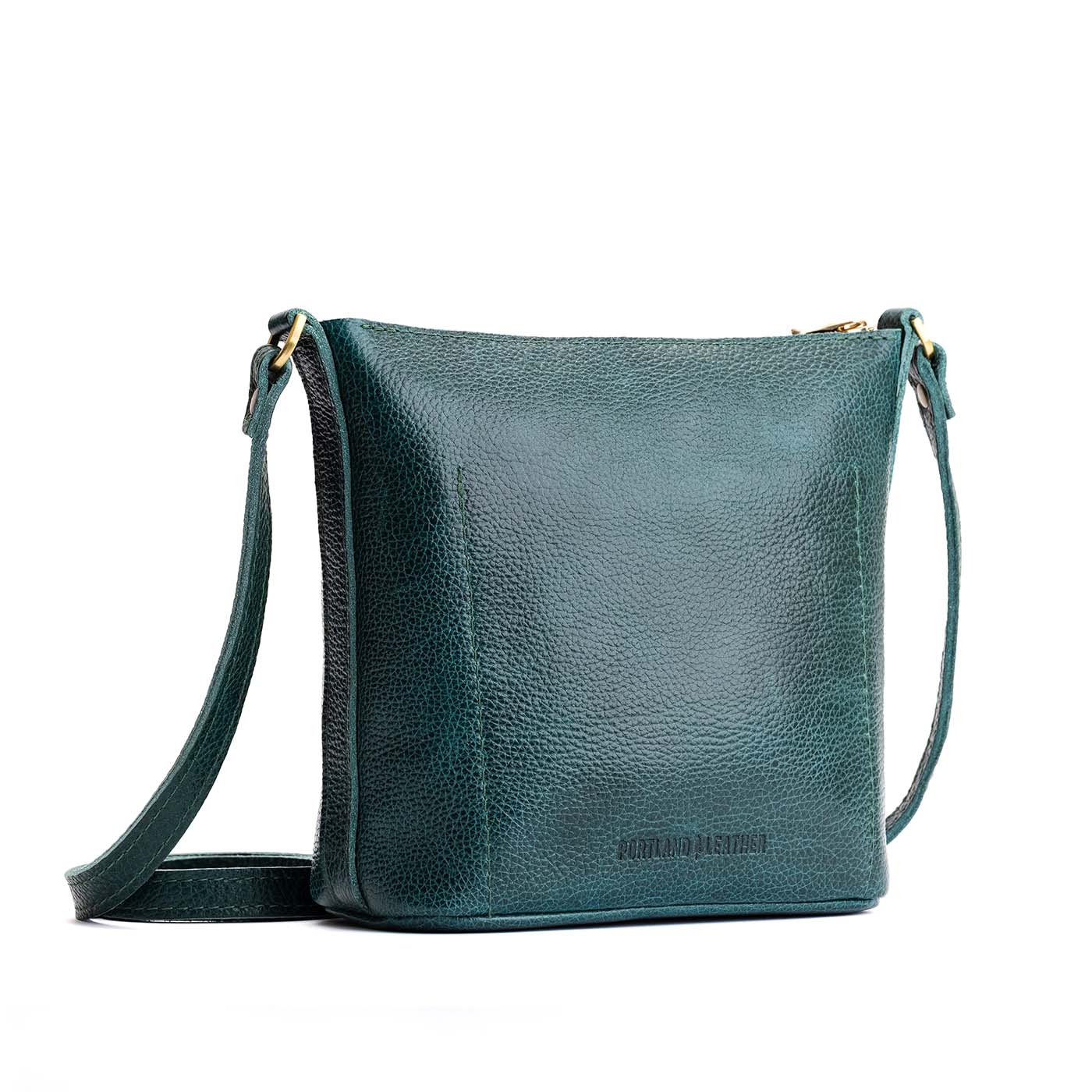 Forest Green | Rectangular side bag with curved front pocket and metal tree shaped badge