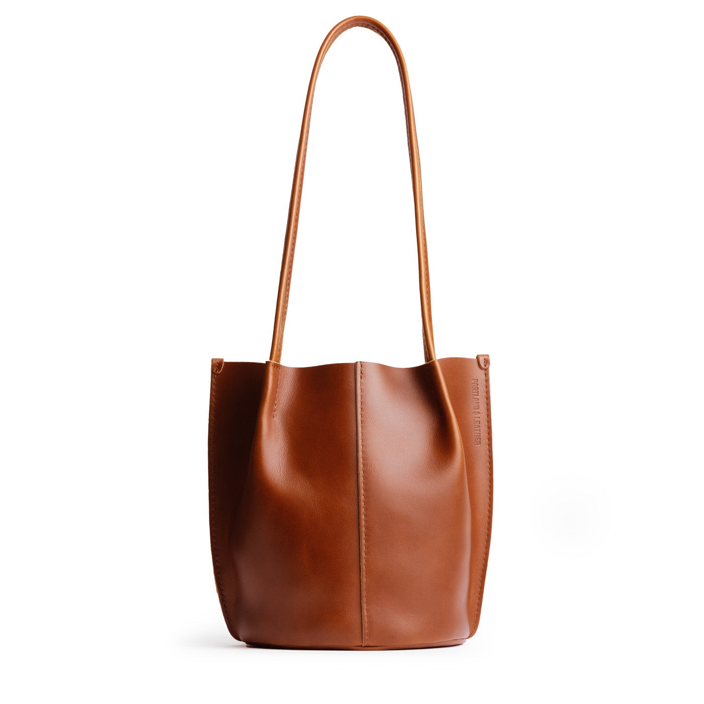 Madrone*Classic | Petite bucket shaped tote bag with matching leather handles