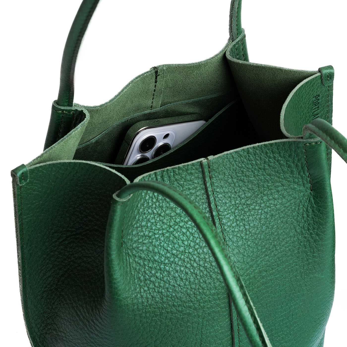 Bacalar | Petite bucket shaped tote bag with matching leather handles