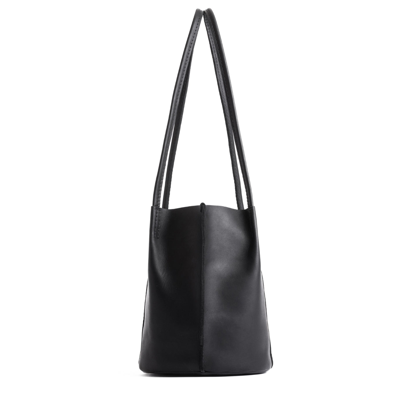 Black*Classic | Petite bucket shaped tote bag with matching leather handles