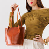 Madrone Classic | Petite bucket shaped tote bag with matching leather handles