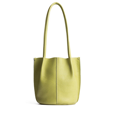 Sugar Snap | Petite bucket shaped tote bag with matching leather handles