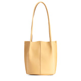 Vanilla Classic | Petite bucket shaped tote bag with matching leather handles