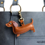 Honey | Leather dachshund keychain with metal lobster clasp