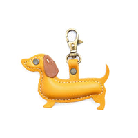 Sunflower | Leather dachshund keychain with metal lobster clasp