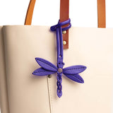 Amethyst | Dragonfly shaped leather charm tassel