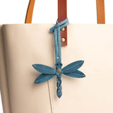 Aqua | Dragonfly shaped leather charm tassel