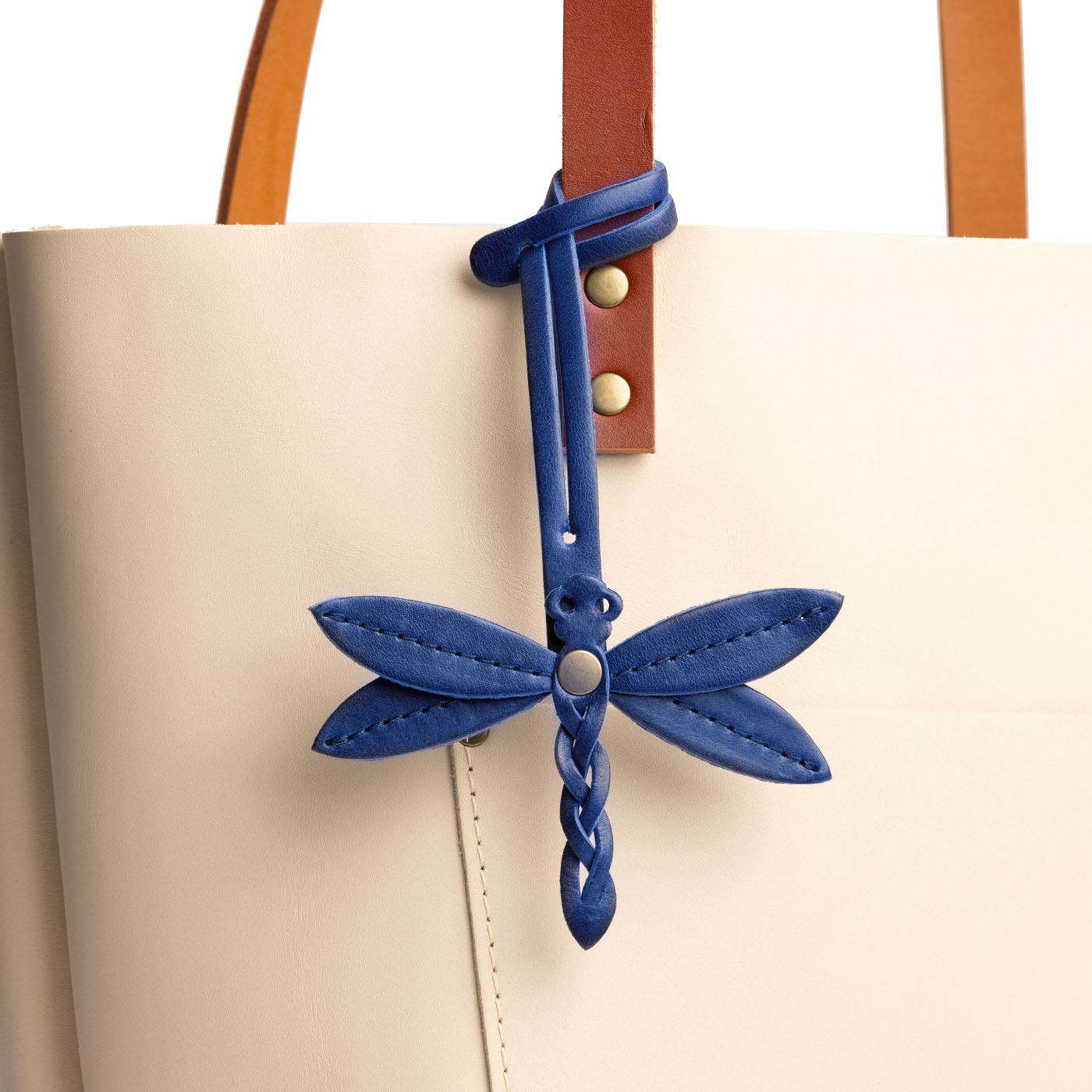 Cowboy Blue | Dragonfly shaped leather charm tassel