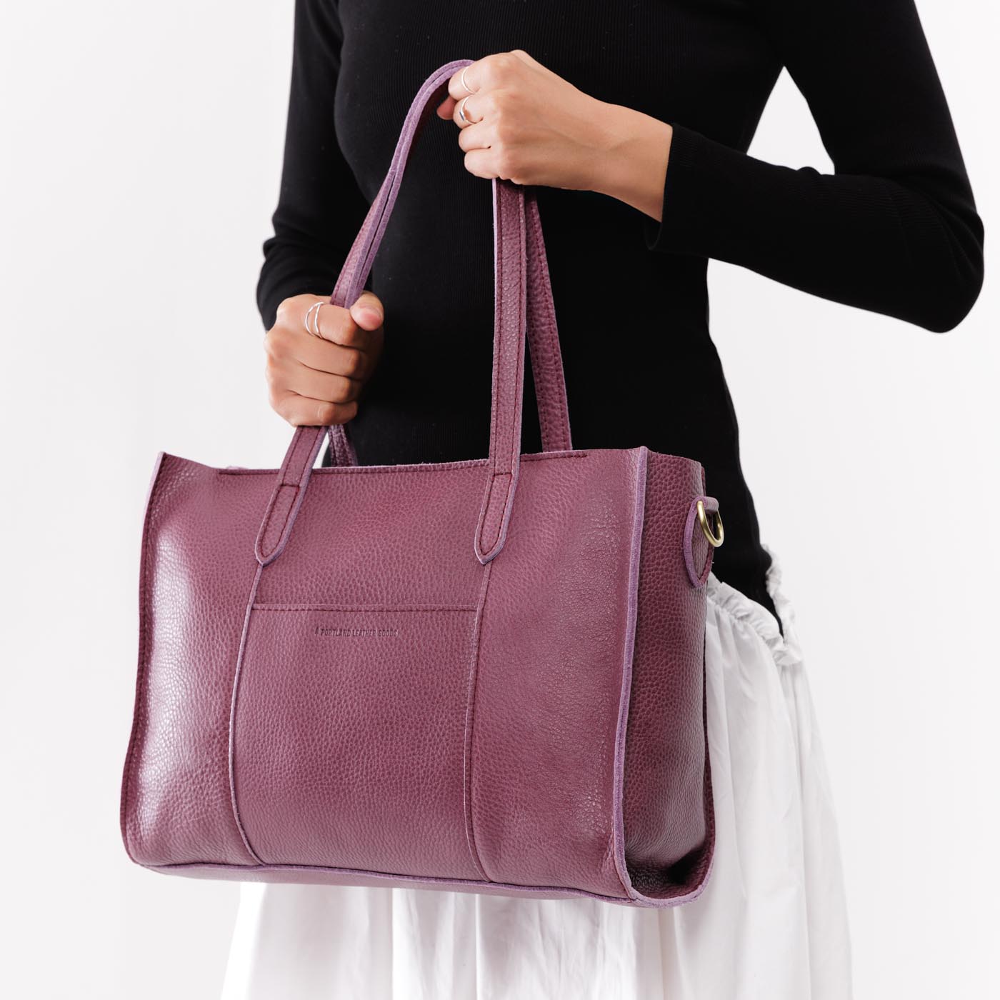 Kyoto*East/West | Structured wide tote bag with overlapping panels and crossbody strap