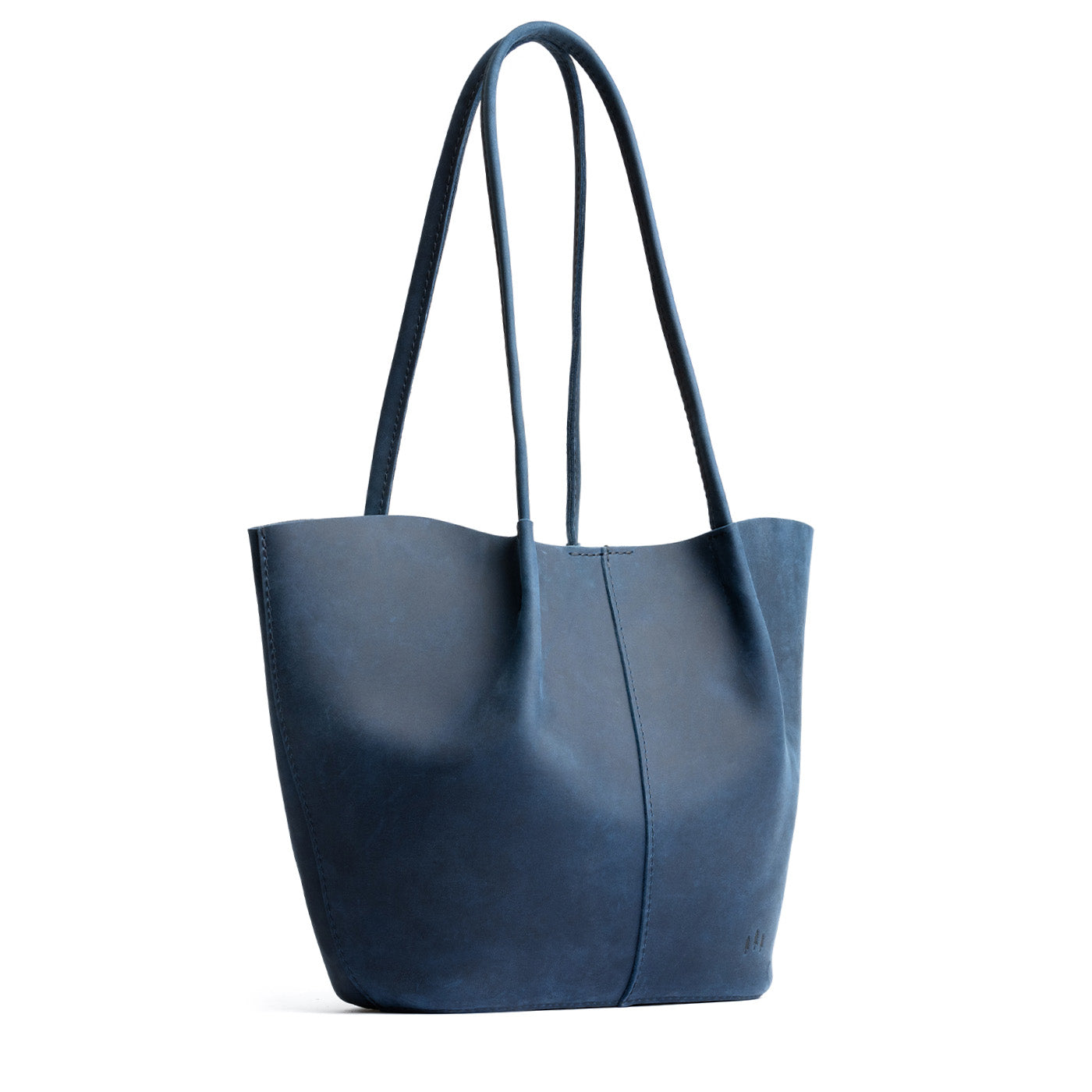 Deep Water*Large | Wide bucket shaped tote bag with matching leather handles