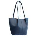 Deep Water Large | Wide bucket shaped tote bag with matching leather handles