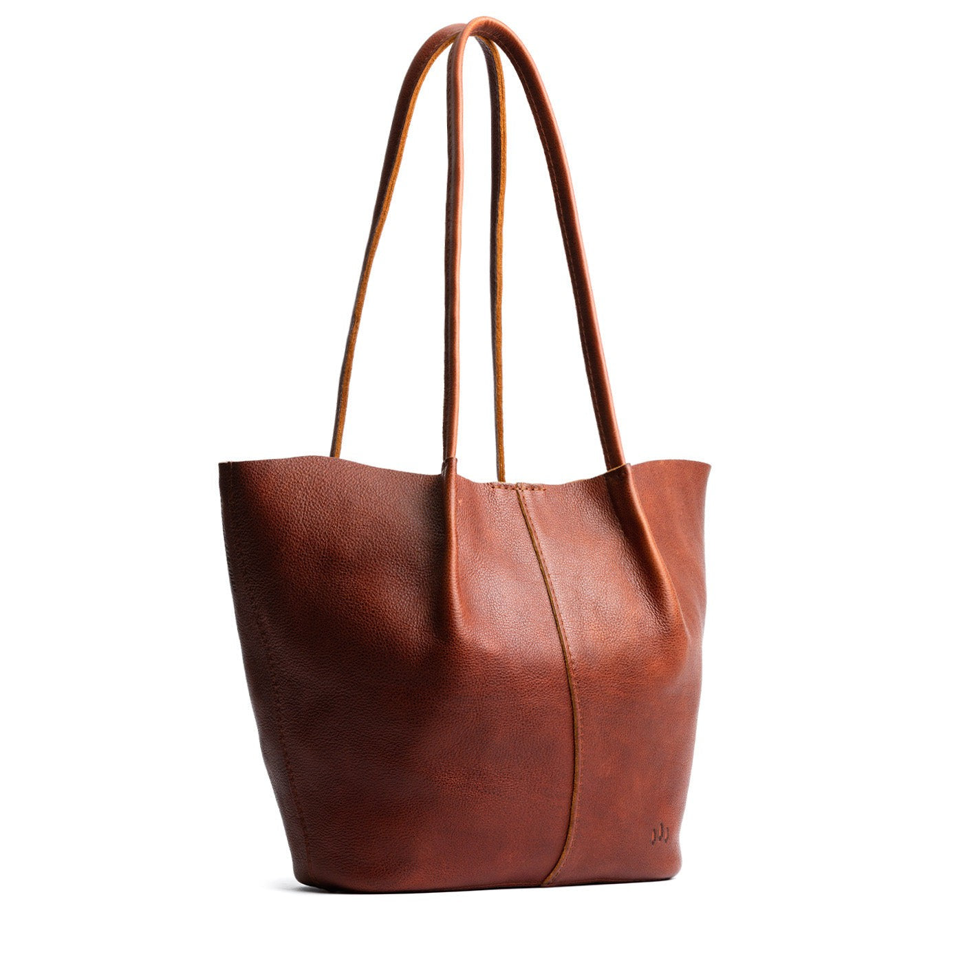 Nutmeg*Large | Wide bucket shaped tote bag with matching leather handles