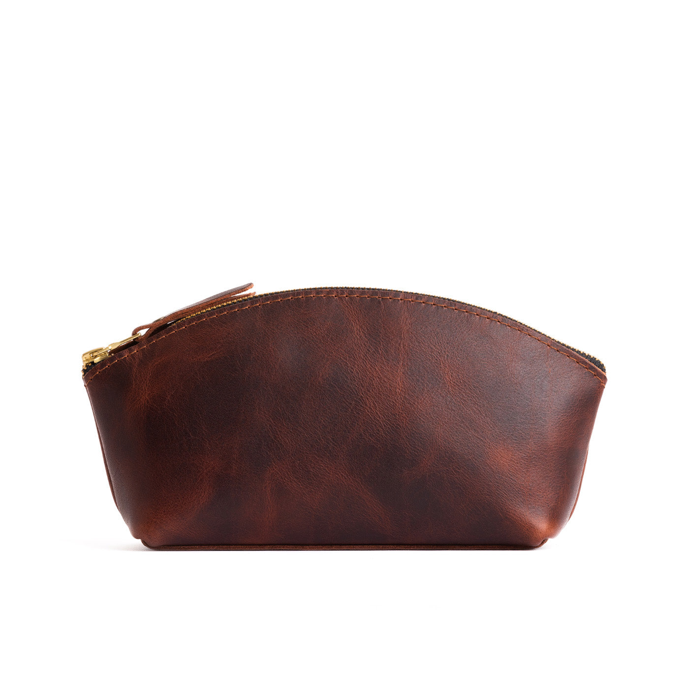 Lava*Eclipse | Spacious leather makeup bag with curved seams and top zipper