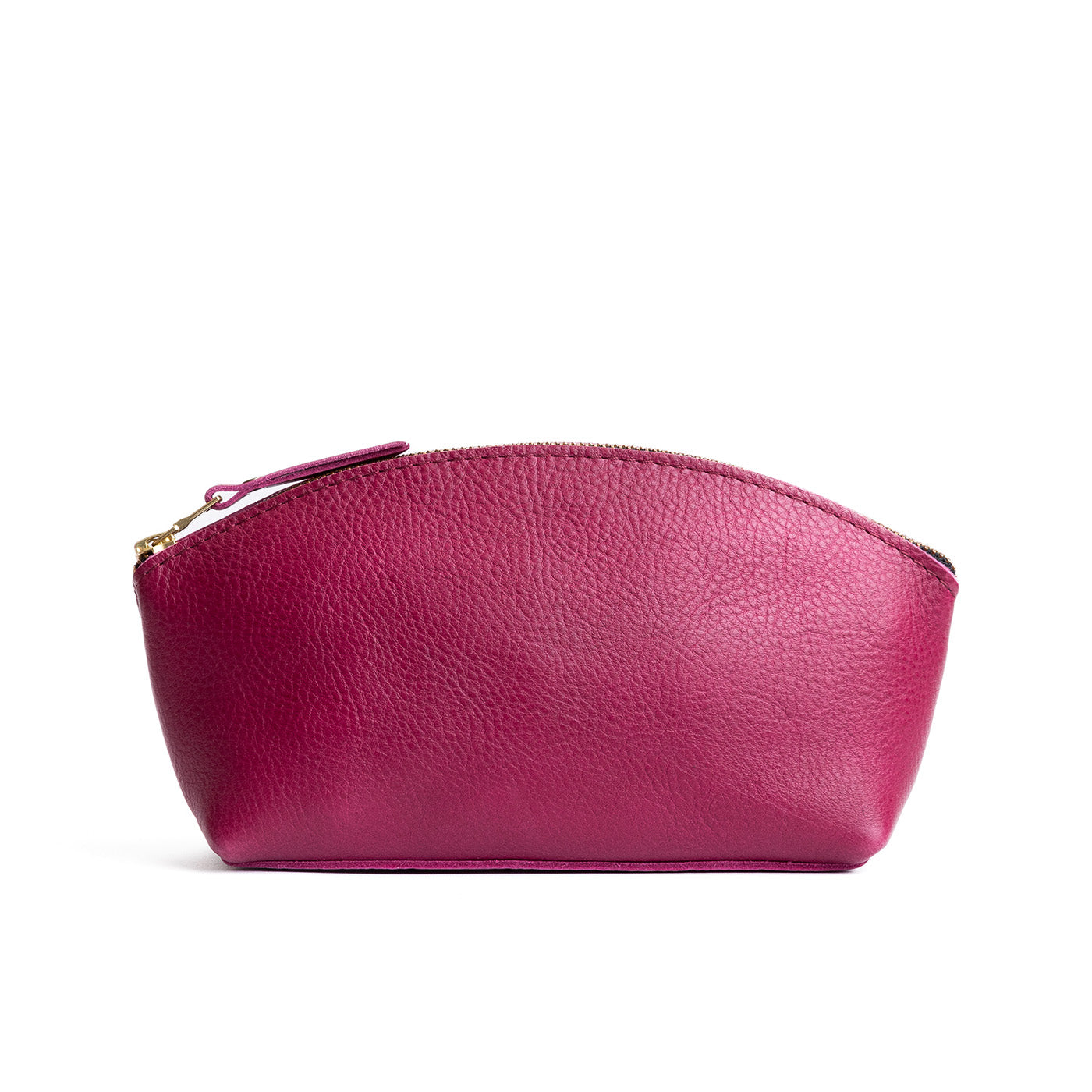 Cosmo*Eclipse | Spacious leather makeup bag with curved seams and top zipper
