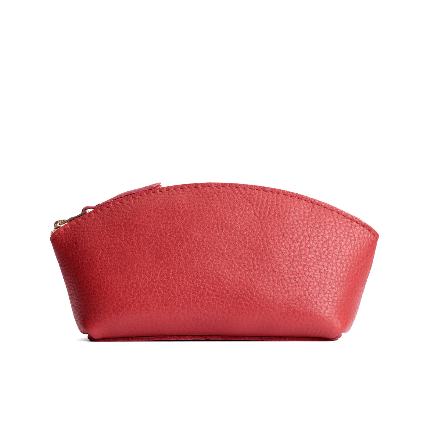 Sugar*Eclipse | Spacious leather makeup bag with curved seams and top zipper