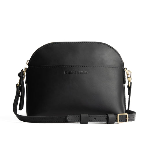 Black*Large | Dome shaped crossbody purse with front pocket and removable strap