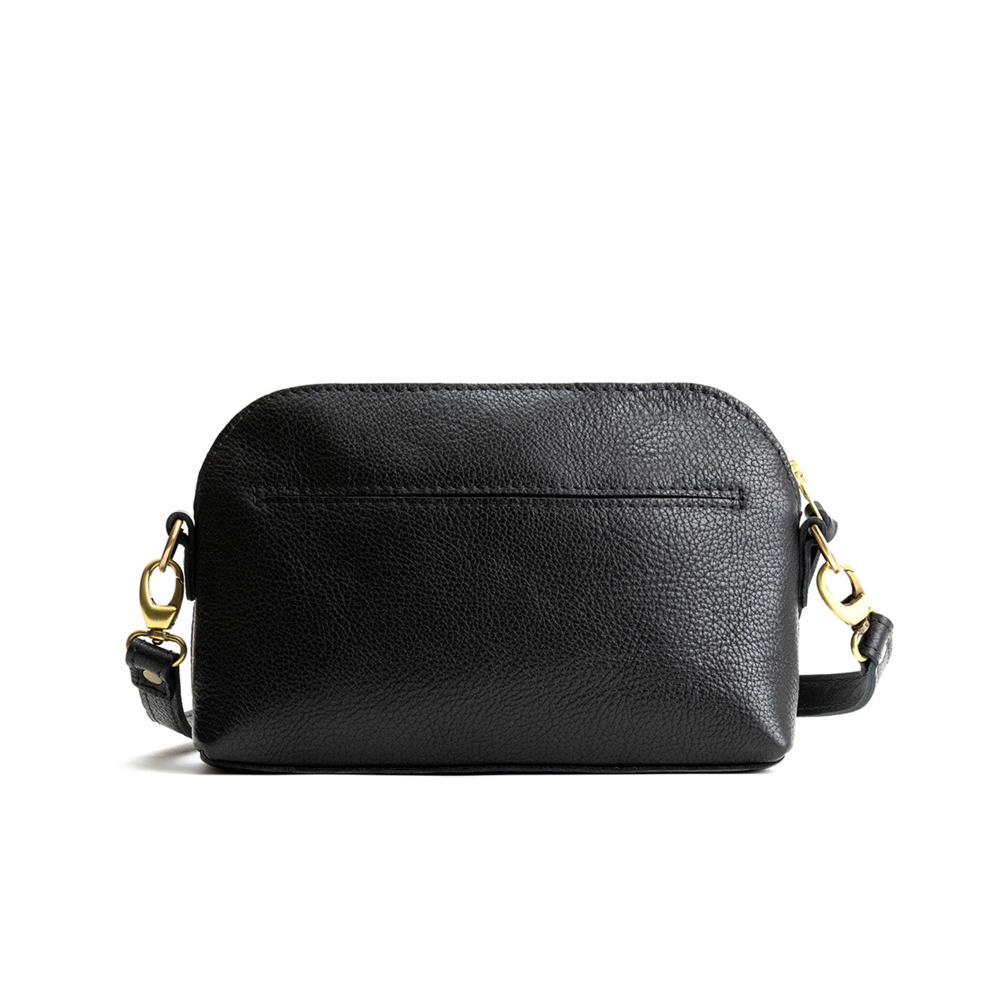 Pebbled--black*Classic | Dome shaped crossbody purse with front and back pockets