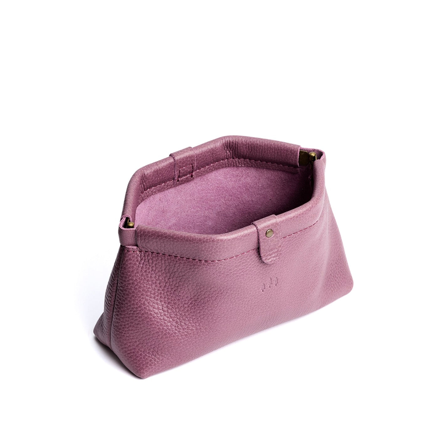 Kyoto | Leather pouch with frame top closure and leather pull tab open