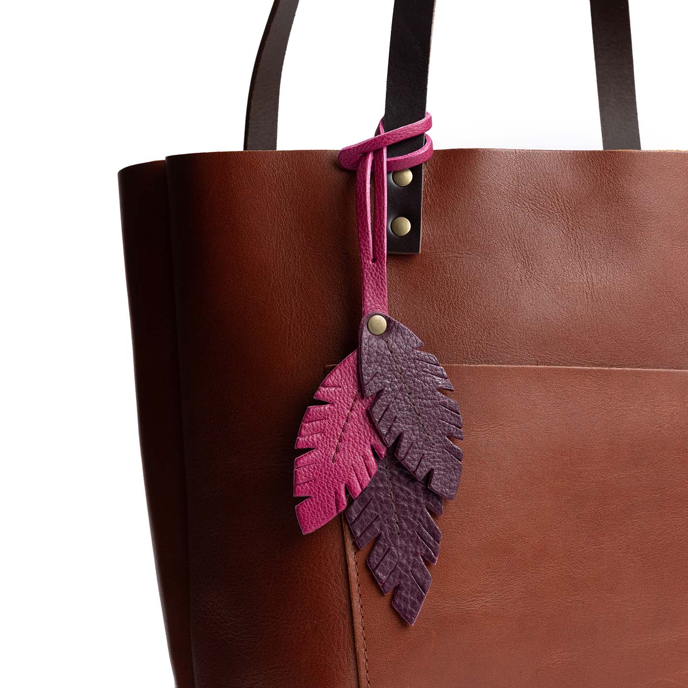 Plum | Leather three feather tassel 