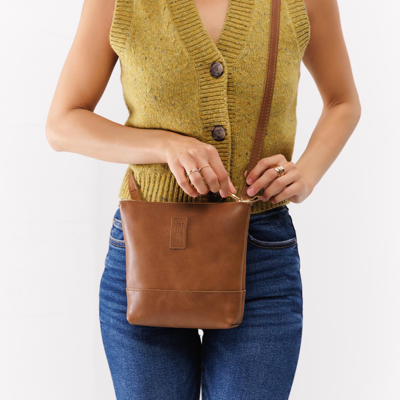 Biscotti | Small rectangular crossbody purse with top zipper and interior pocket