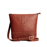 Chestnut | Small rectangular crossbody purse with top zipper and interior pocket