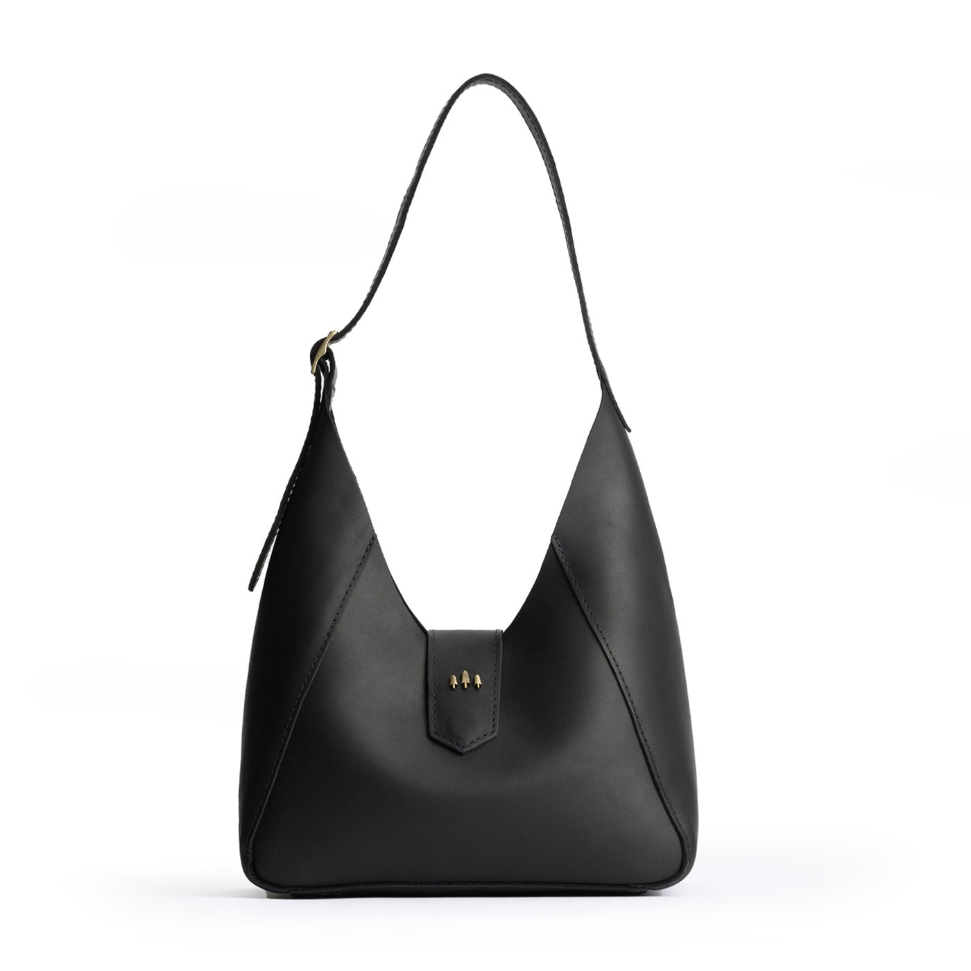 Black | Structured hobo shoulder bag with adjustable strap and magnetic closure