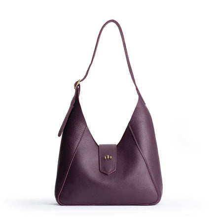 Plum | Structured hobo shoulder bag with adjustable strap and magnetic closure