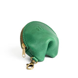 All Color: Cowboy Mint | Leather fortune cookie shaped keychain pouch