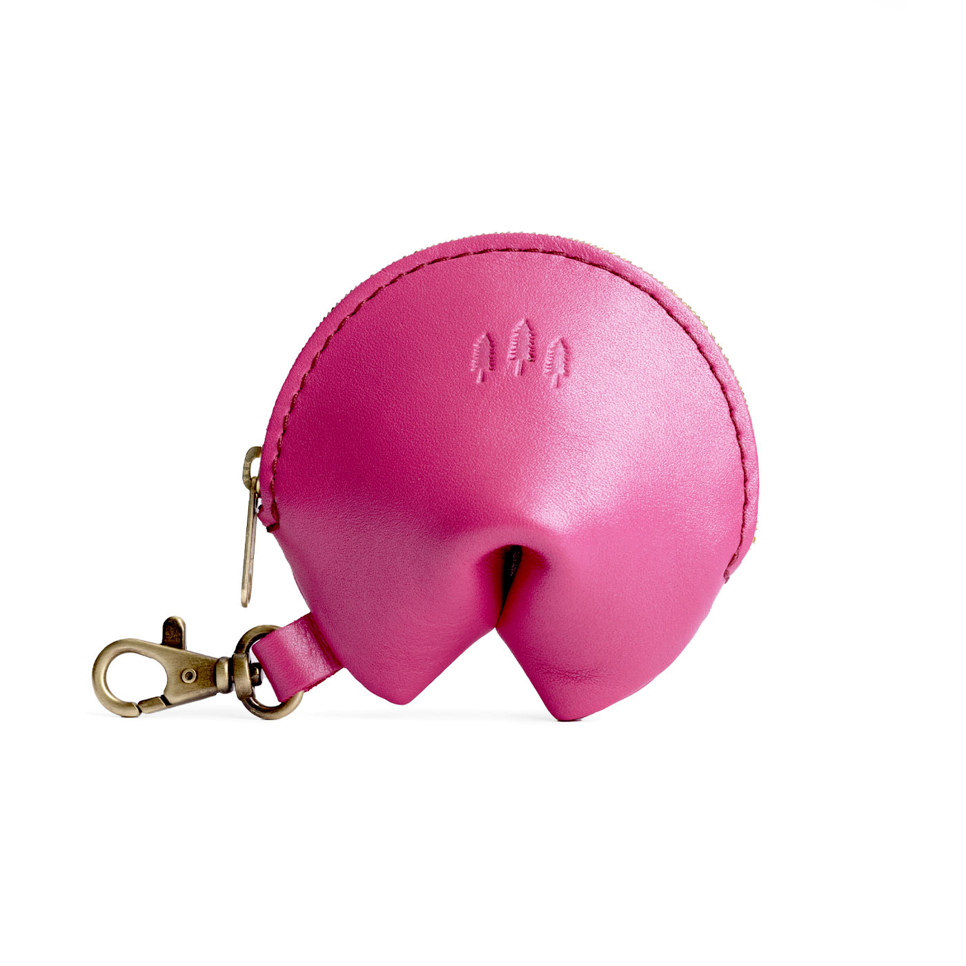 Lip Gloss | Leather fortune cookie shaped keychain pouch