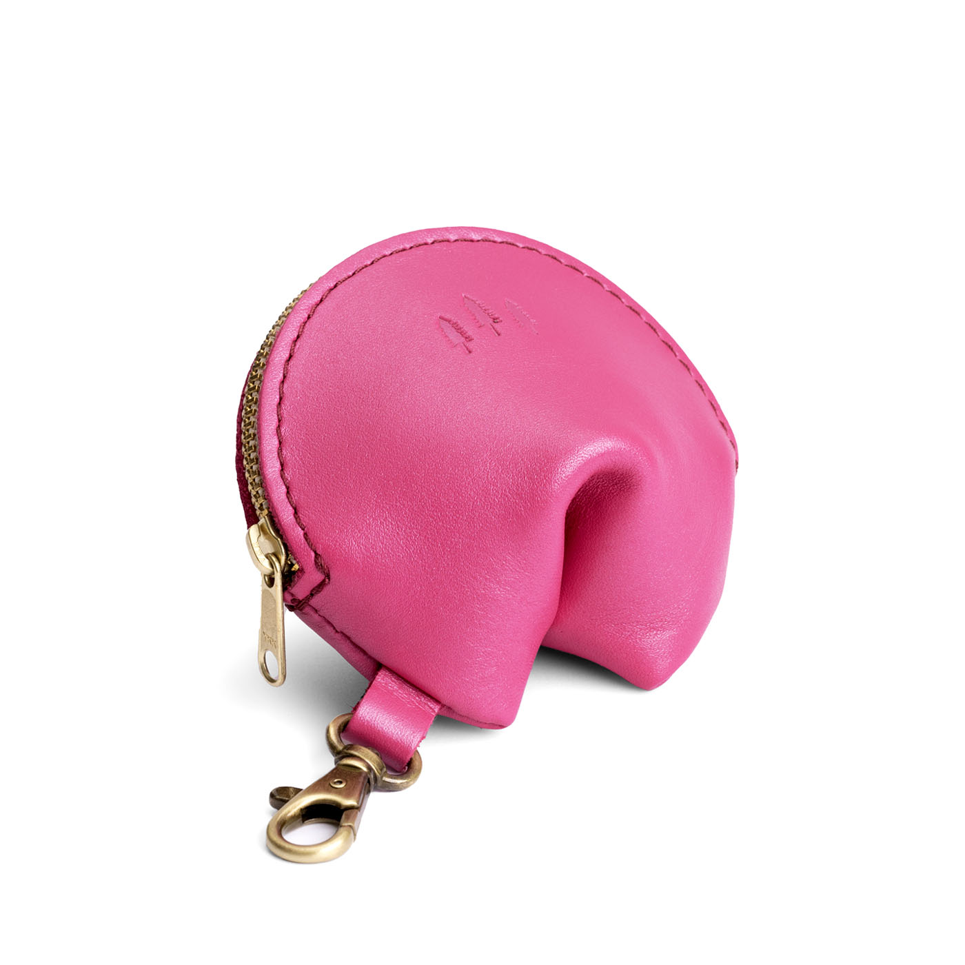 Lip Gloss | Leather fortune cookie shaped keychain pouch