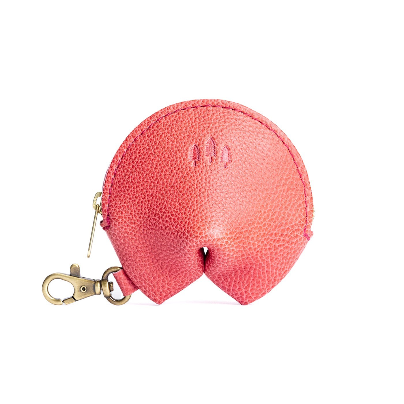 Watermelon | Leather fortune cookie shaped keychain pouch