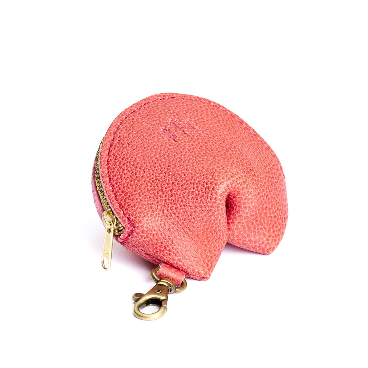 Watermelon | Leather fortune cookie shaped keychain pouch