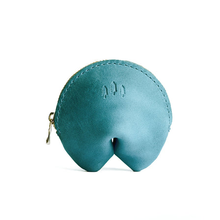 Aqua | Leather fortune cookie shaped pouch