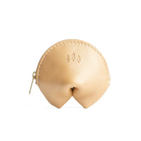 Champagne | Leather fortune cookie shaped pouch