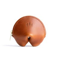 All Color: Honey | Leather fortune cookie shaped pouch