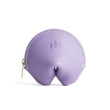 All Color: Lavender | Leather fortune cookie shaped pouch