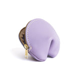 All Color: Lavender | Leather fortune cookie shaped pouch