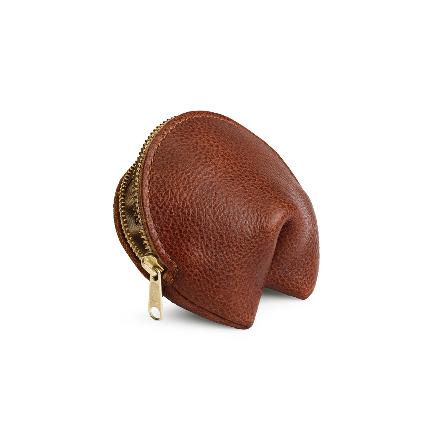 Nutmeg | Leather fortune cookie shaped pouch