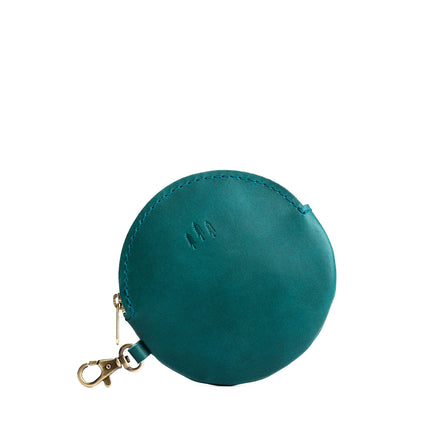 Caribbean | Leather flat round keychain pouch