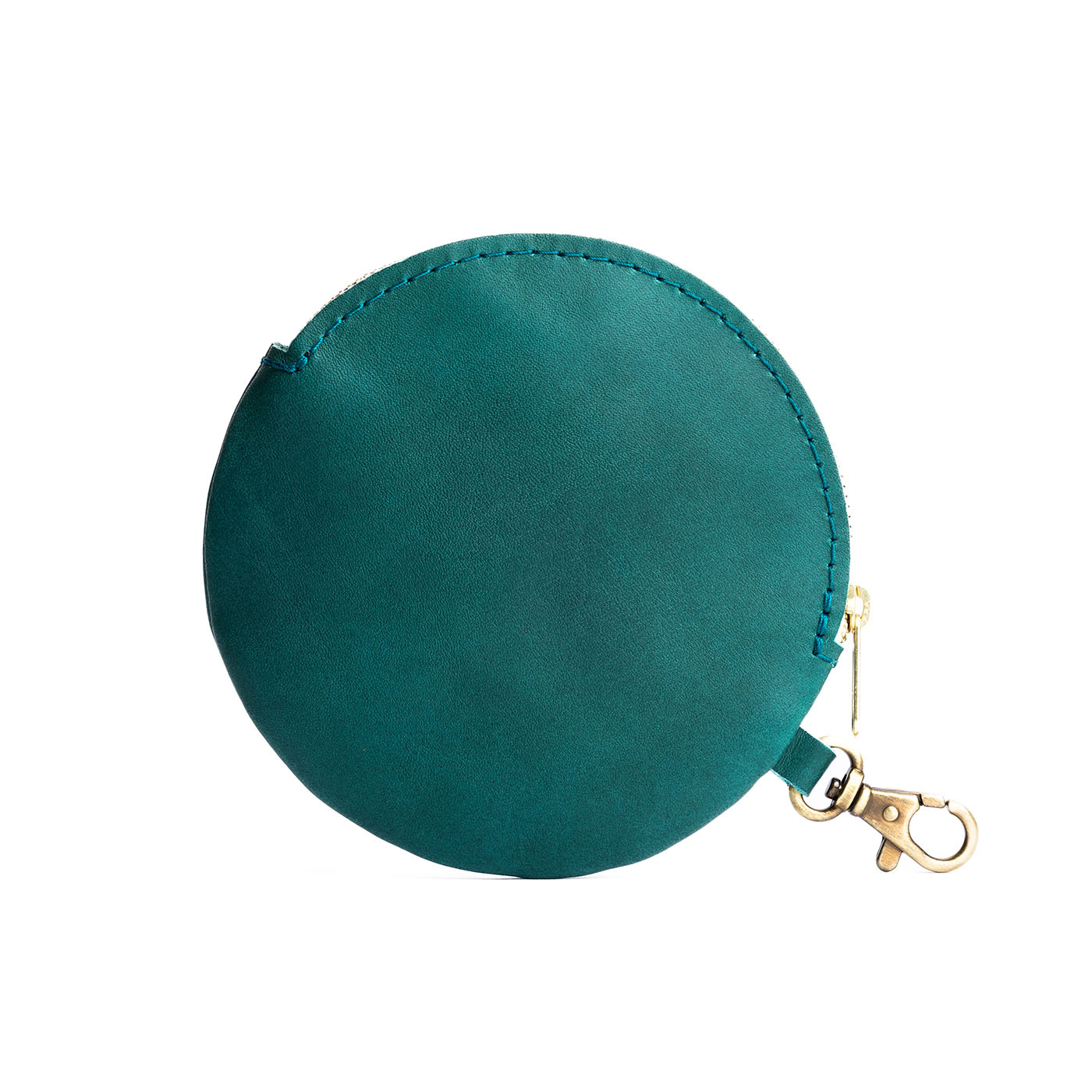 Caribbean | Leather flat round keychain pouch
