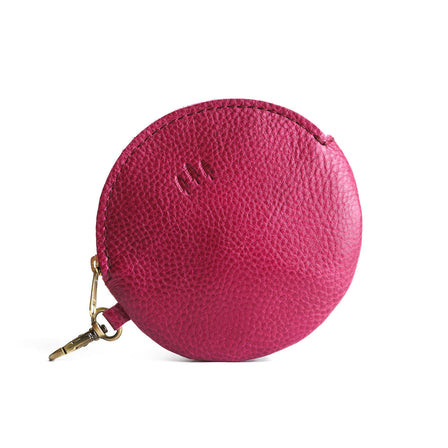 Cosmo | Leather flat round keychain pouch