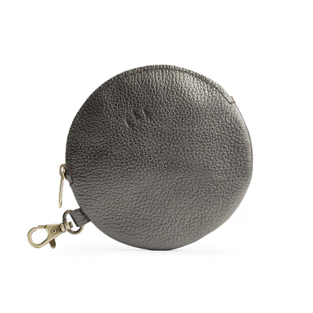 Stardust | Leather flat round keychain pouch