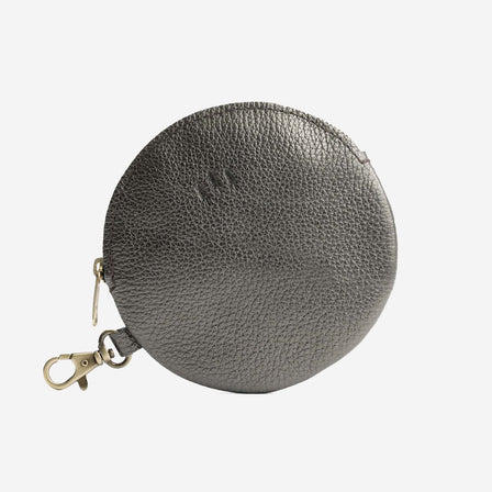 Stardust | Leather flat round keychain pouch