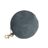 All Color: Storm | Leather flat round keychain pouch