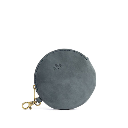 All Color: Storm | Leather flat round keychain pouch