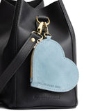 Aqua | top zippered heart shaped pouch with keychain