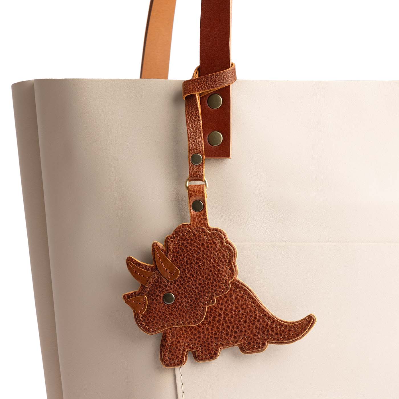 Nutmeg | Triceratops shaped leather tassel