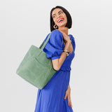 Cucumber Large | Dual shoulder strap tote bag with an exterior pocket