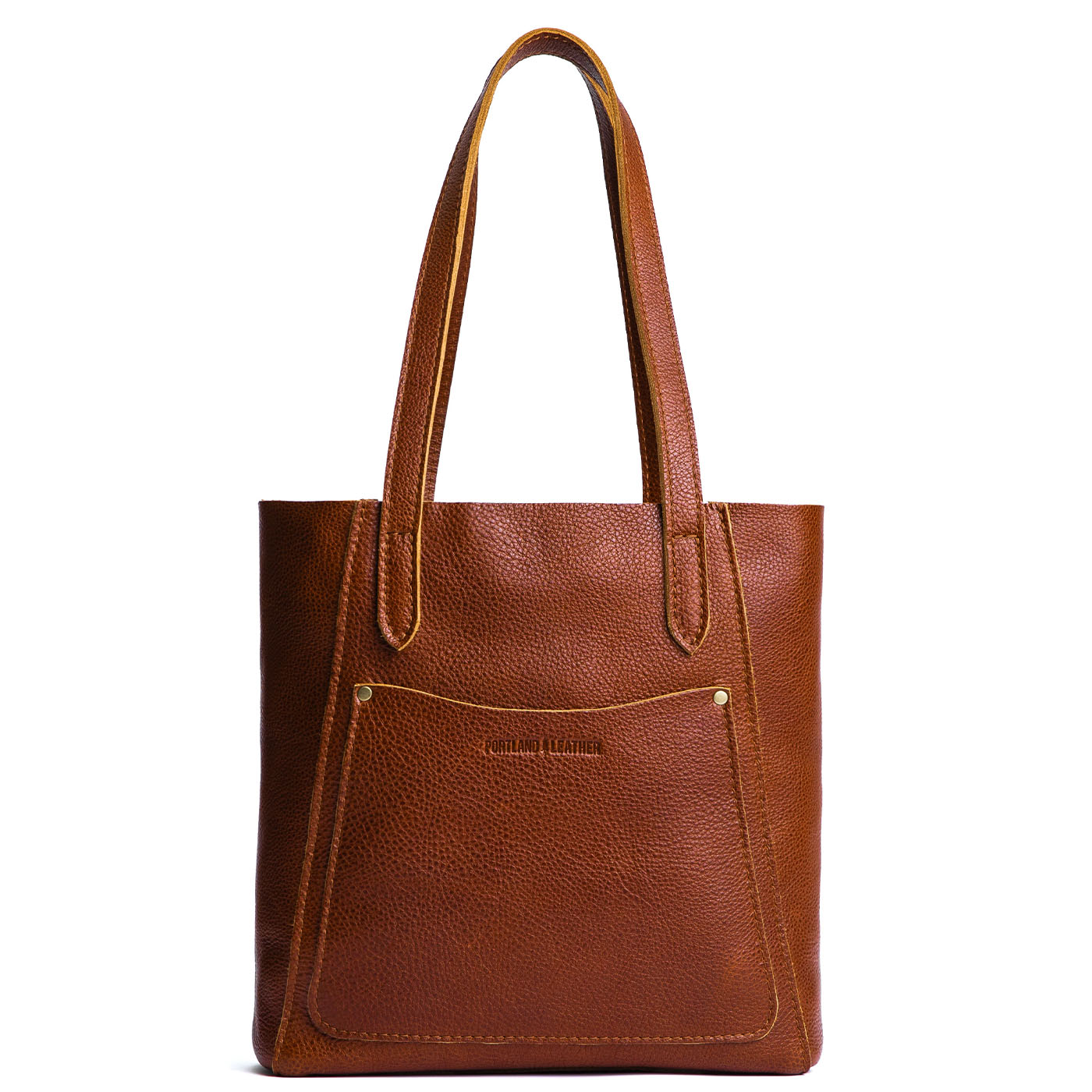 Nutmeg*Large | Dual shoulder strap tote bag with an exterior pocket