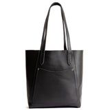 Black Large | Dual shoulder strap tote bag with an exterior pocket